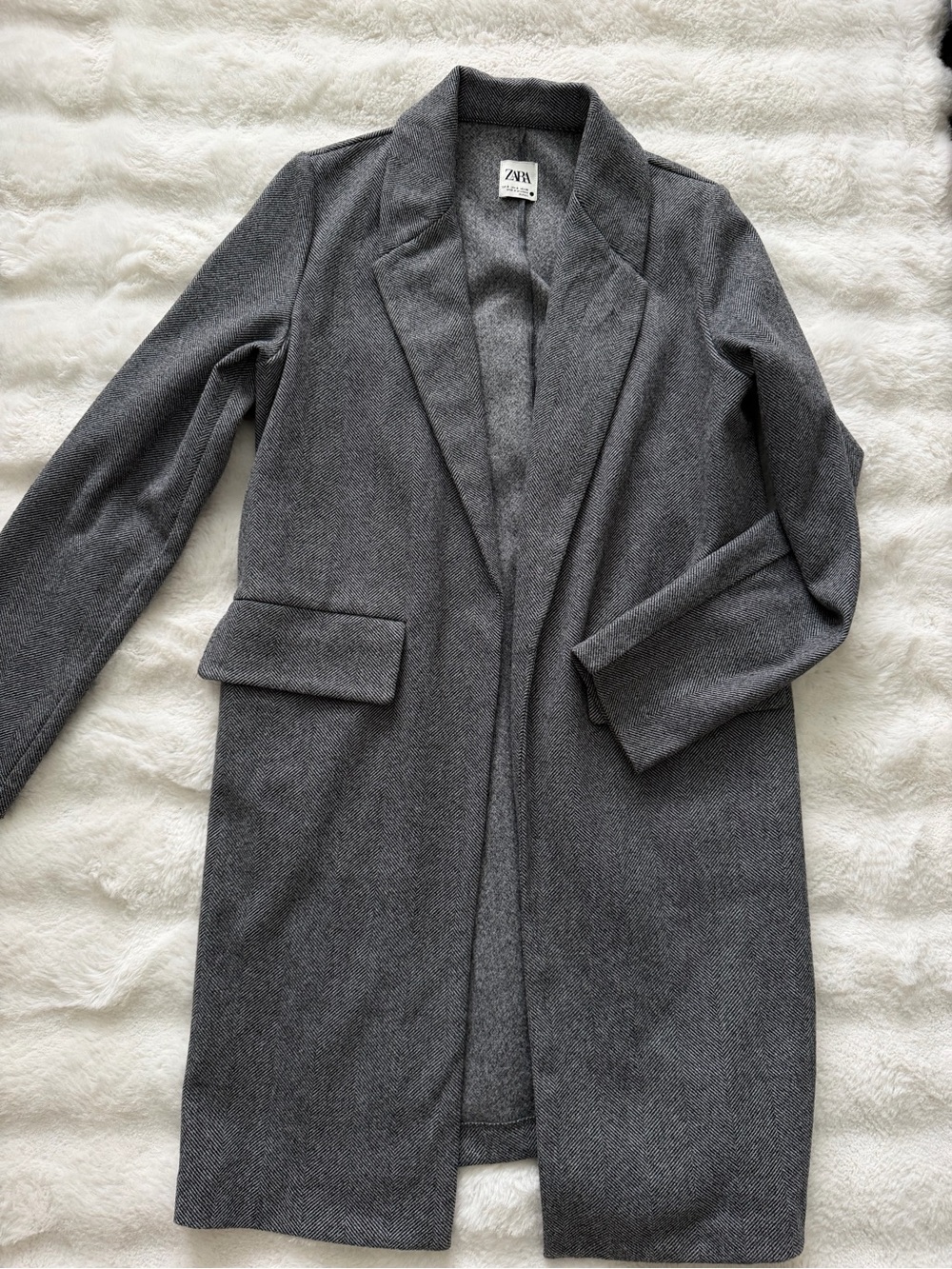Zara Gray Open-Front Trench Coat size small